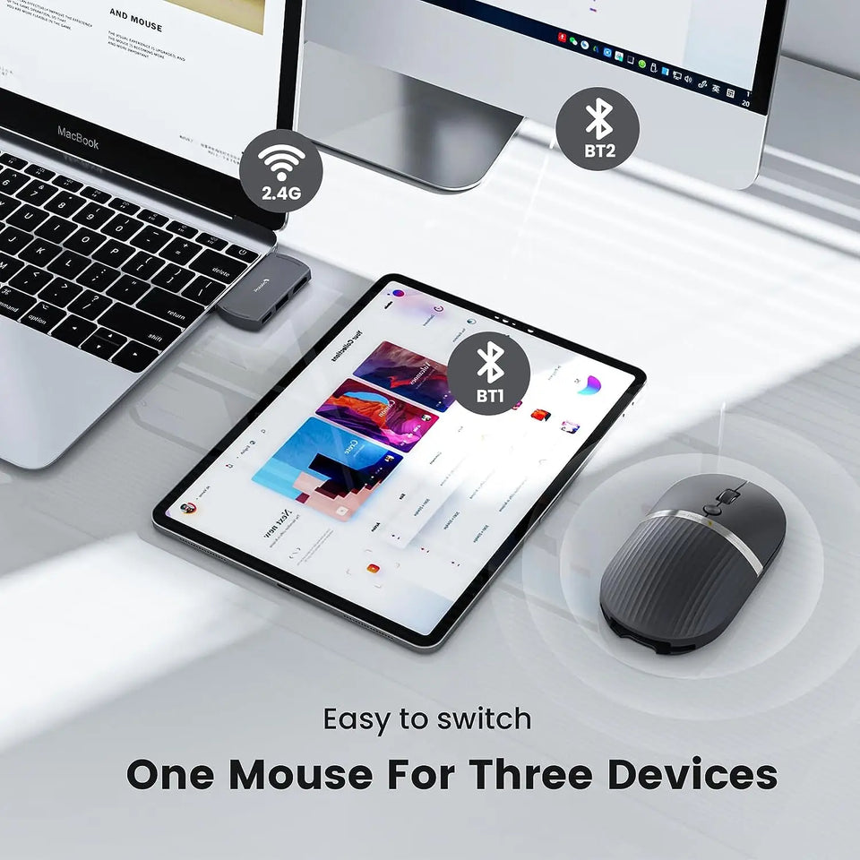 ProtoArc USB C Bluetooth Wireless Mouse Multi-device Rechargeable Laptop HubMouse with USB C Hub Portable Slient Computer Mice