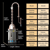 HOOLOO RCU30 Distiller Home Copper Column Moonshine Still Alcohol Brewing Equipment Electric Heating DIY Spirits Whisky Brandy