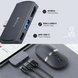 ProtoArc USB C Bluetooth Wireless Mouse Multi-device Rechargeable Laptop HubMouse with USB C Hub Portable Slient Computer Mice