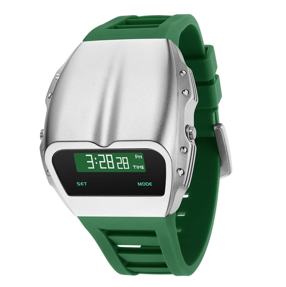 IB DESIGN Unique Metal Watches Retro Digital BENLY Watches For Men Retro-futuristic Punk Fashion Led Electronic Watches X7000